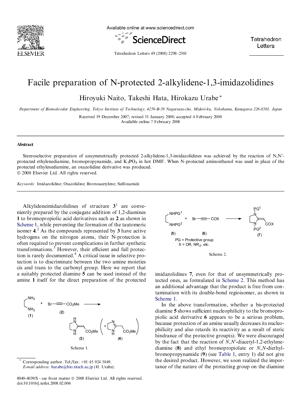 Facile preparation of N-protected 2-alkylidene-1,3-imidazolidines