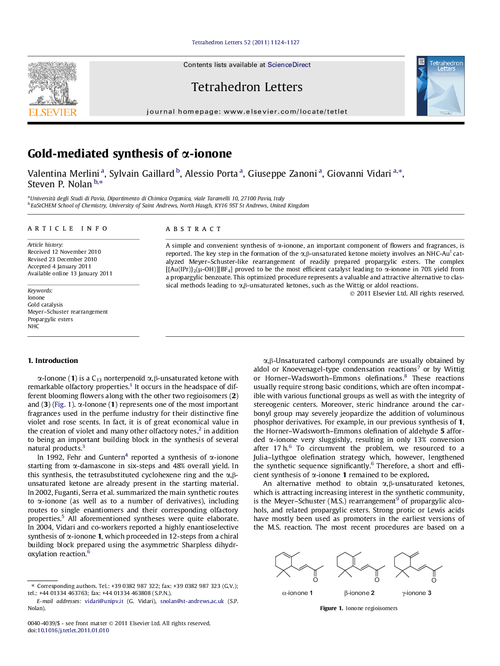 Gold-mediated synthesis of Î±-ionone