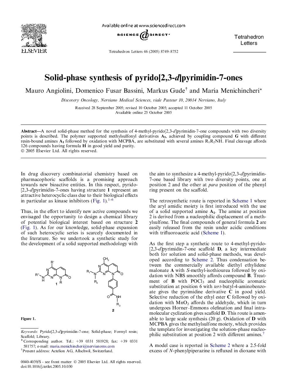 Solid-phase synthesis of pyrido[2,3-d]pyrimidin-7-ones