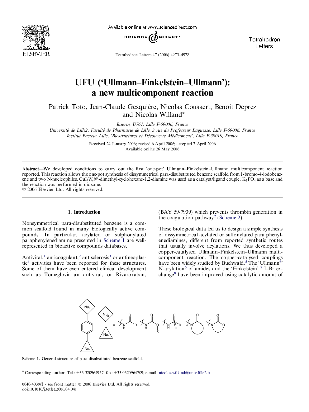 UFU ('Ullmann-Finkelstein-Ullmann'): a new multicomponent reaction