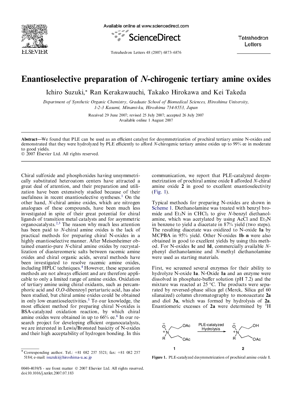Enantioselective preparation of N-chirogenic tertiary amine oxides