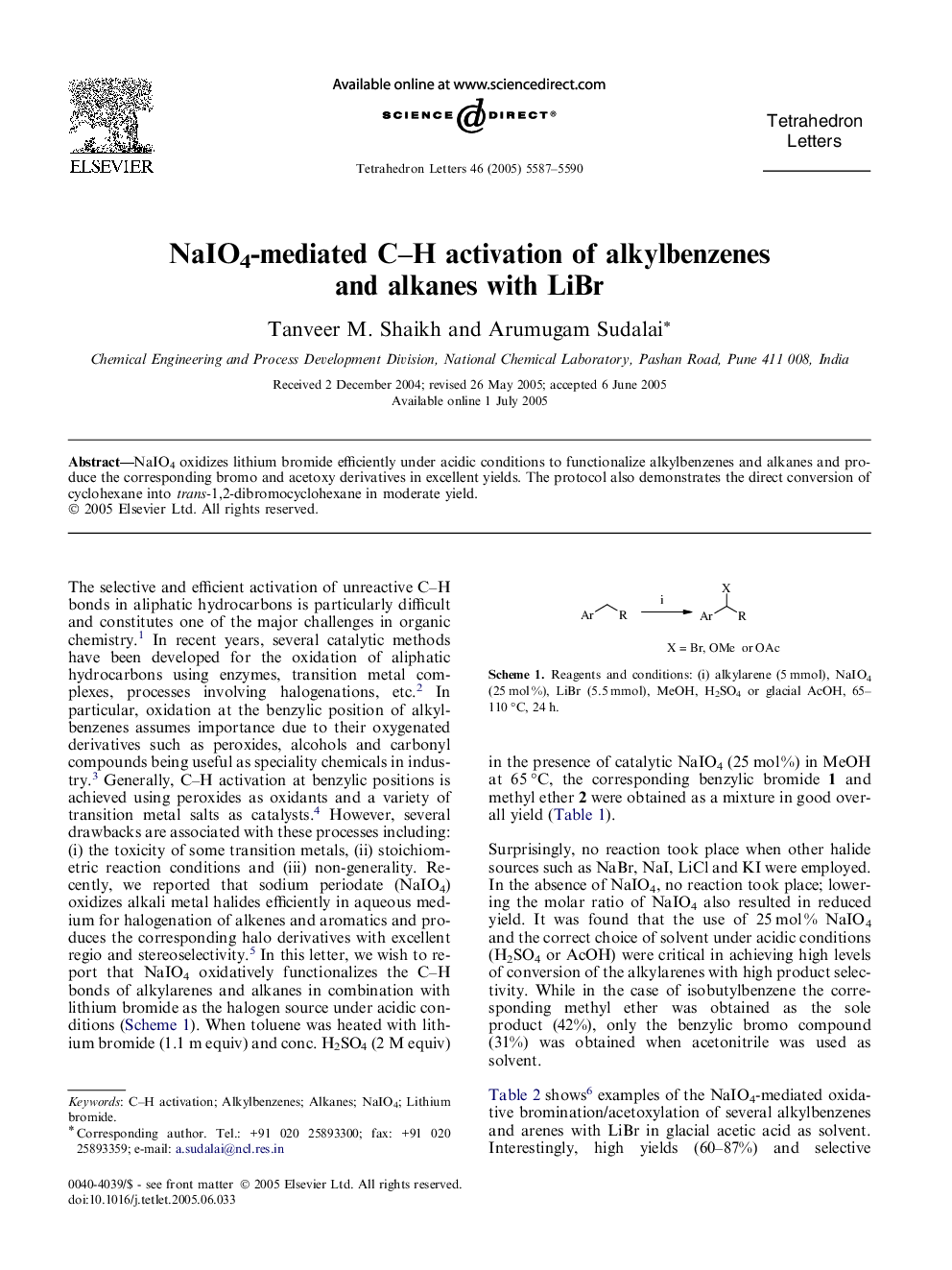 NaIO4-mediated C-H activation of alkylbenzenes and alkanes with LiBr