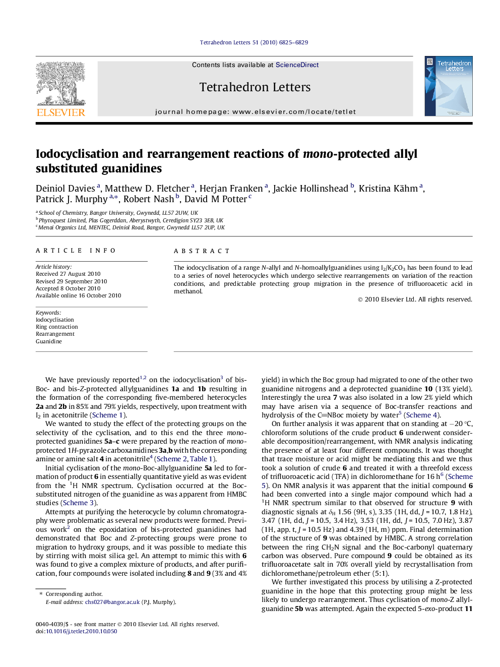 Iodocyclisation and rearrangement reactions of mono-protected allyl substituted guanidines