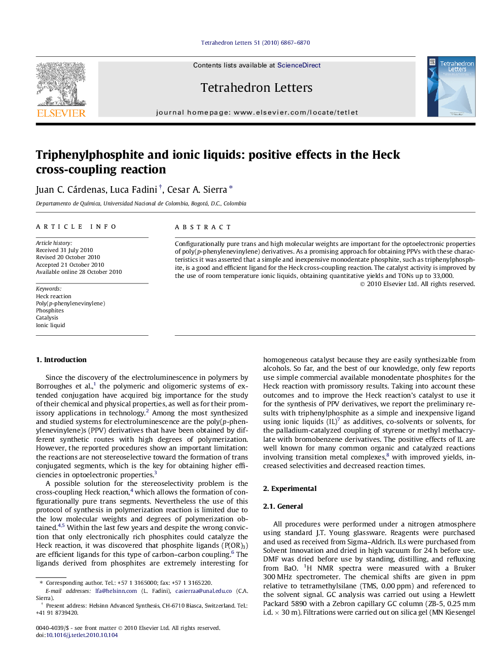 Triphenylphosphite and ionic liquids: positive effects in the Heck cross-coupling reaction