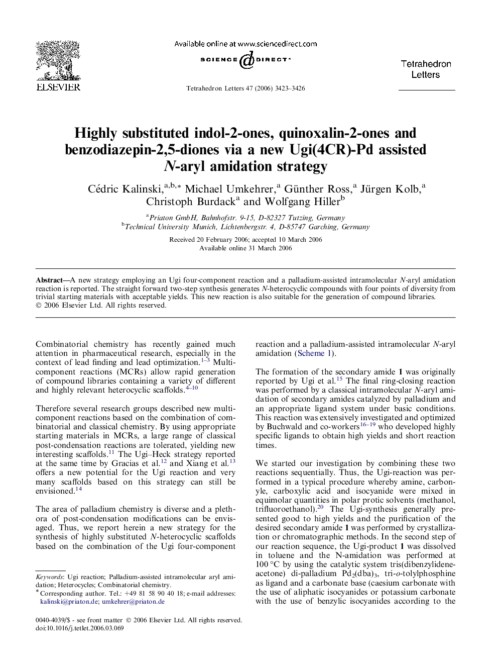 Highly substituted indol-2-ones, quinoxalin-2-ones and benzodiazepin-2,5-diones via a new Ugi(4CR)-Pd assisted N-aryl amidation strategy