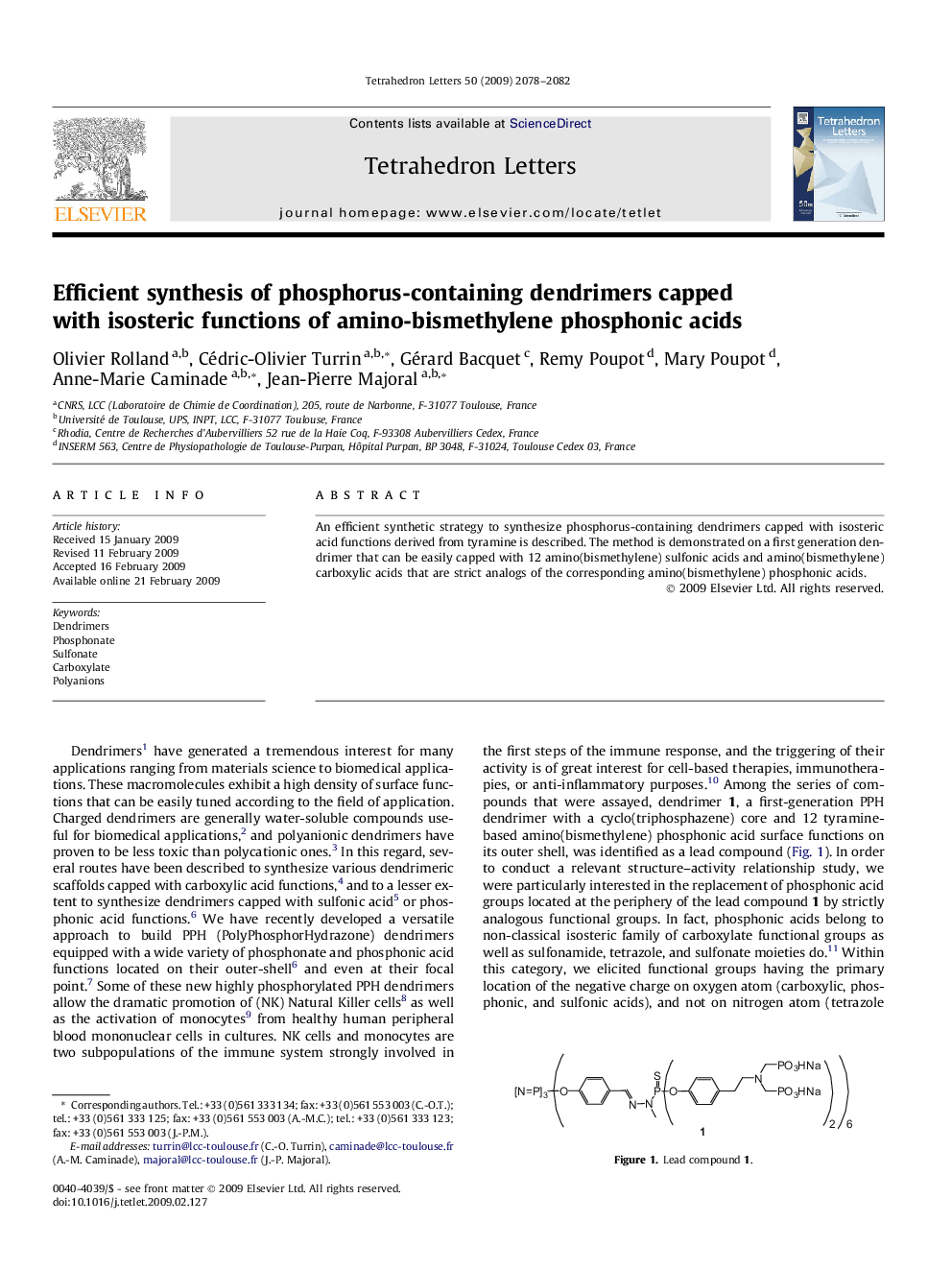 Efficient synthesis of phosphorus-containing dendrimers capped with isosteric functions of amino-bismethylene phosphonic acids