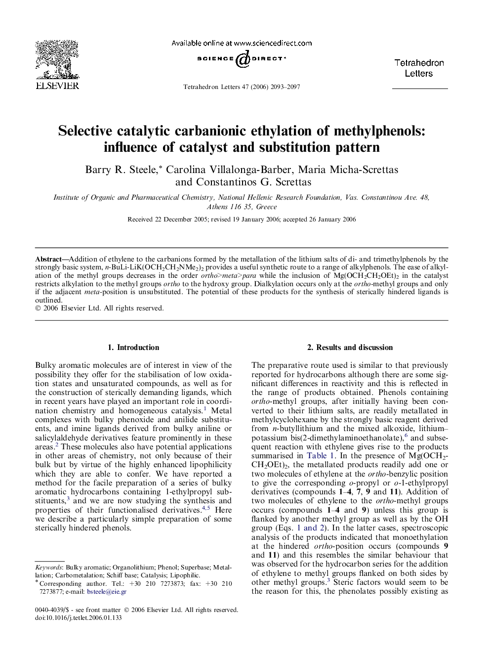 Selective catalytic carbanionic ethylation of methylphenols: influence of catalyst and substitution pattern