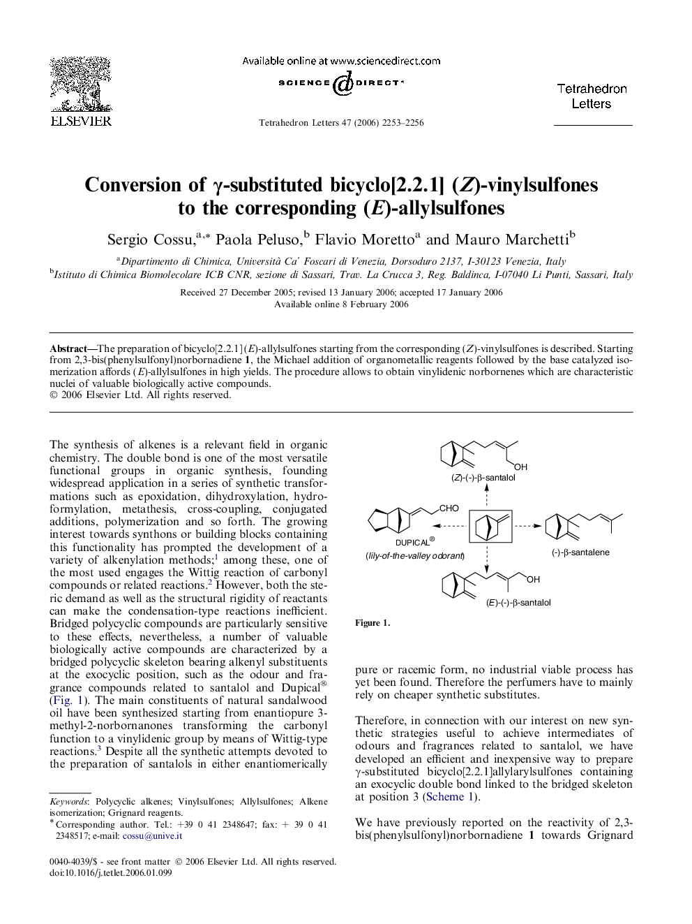Conversion of Î³-substituted bicyclo[2.2.1] (Z)-vinylsulfones to the corresponding (E)-allylsulfones