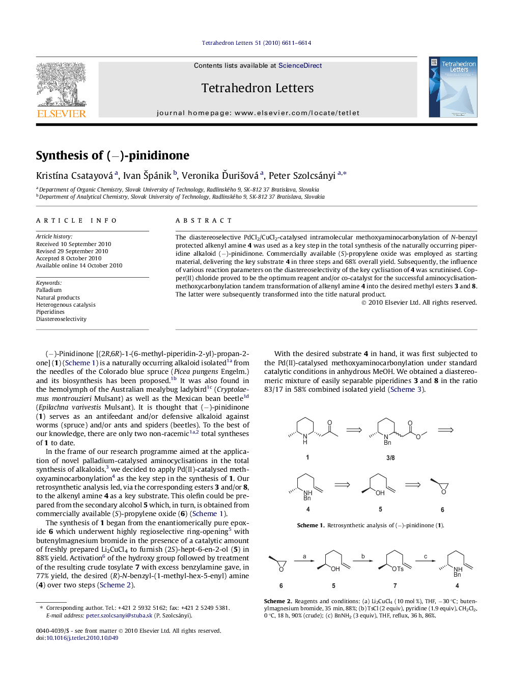 Synthesis of (â)-pinidinone