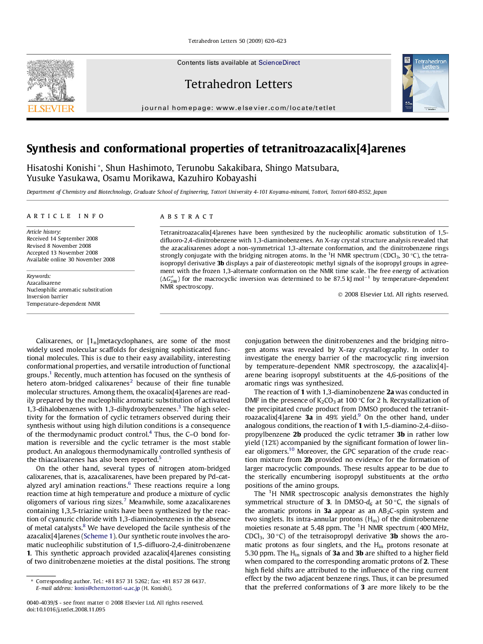 Synthesis and conformational properties of tetranitroazacalix[4]arenes