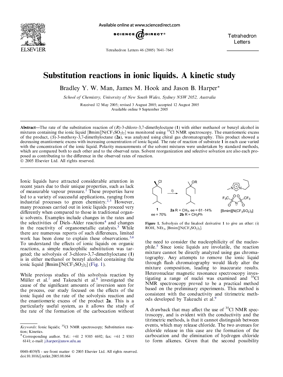 Substitution reactions in ionic liquids. A kinetic study