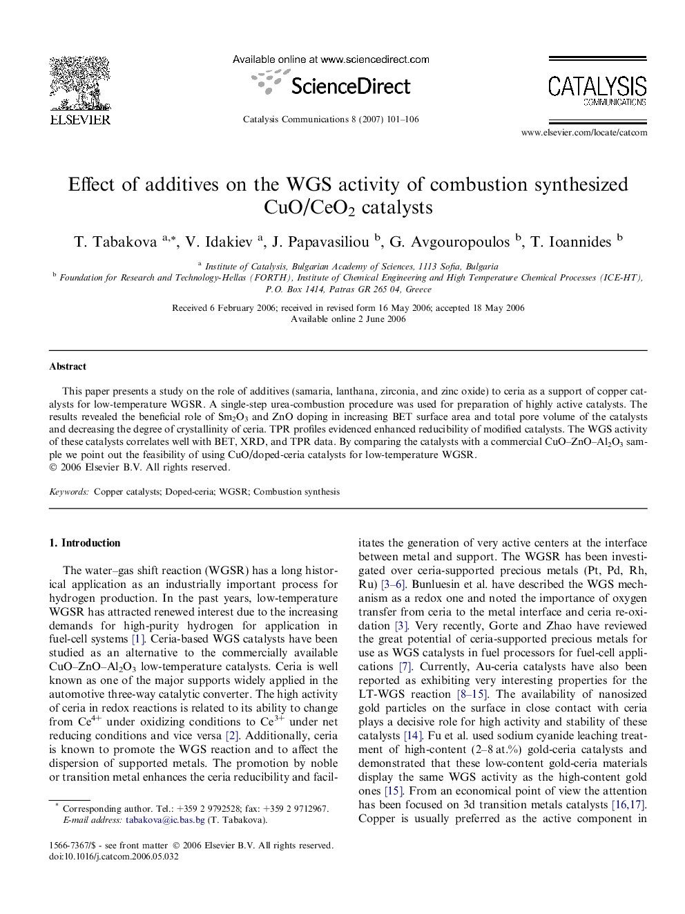 Effect of additives on the WGS activity of combustion synthesized CuO/CeO2 catalysts