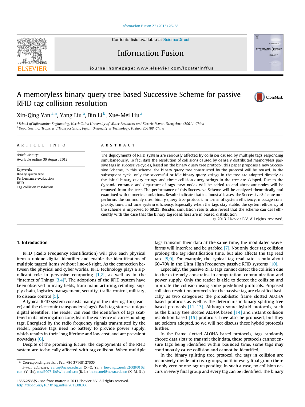 A memoryless binary query tree based Successive Scheme for passive RFID tag collision resolution