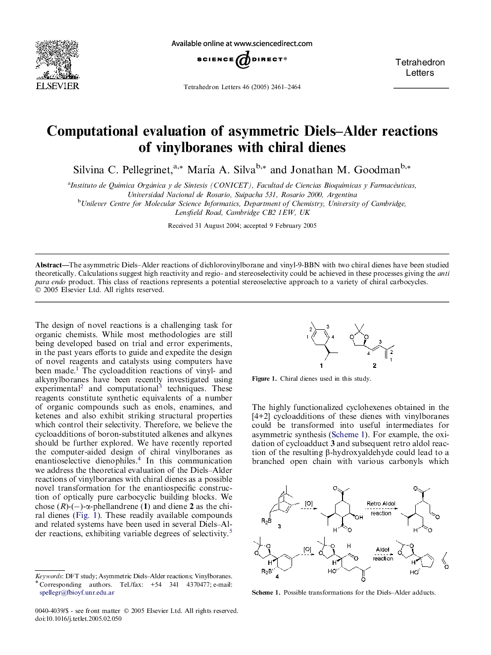 Computational evaluation of asymmetric Diels-Alder reactions of vinylboranes with chiral dienes