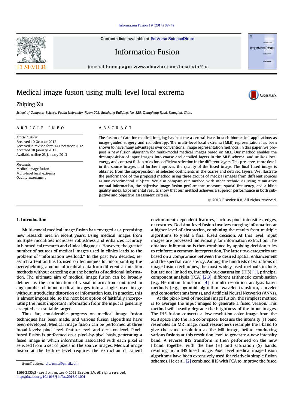 Medical image fusion using multi-level local extrema