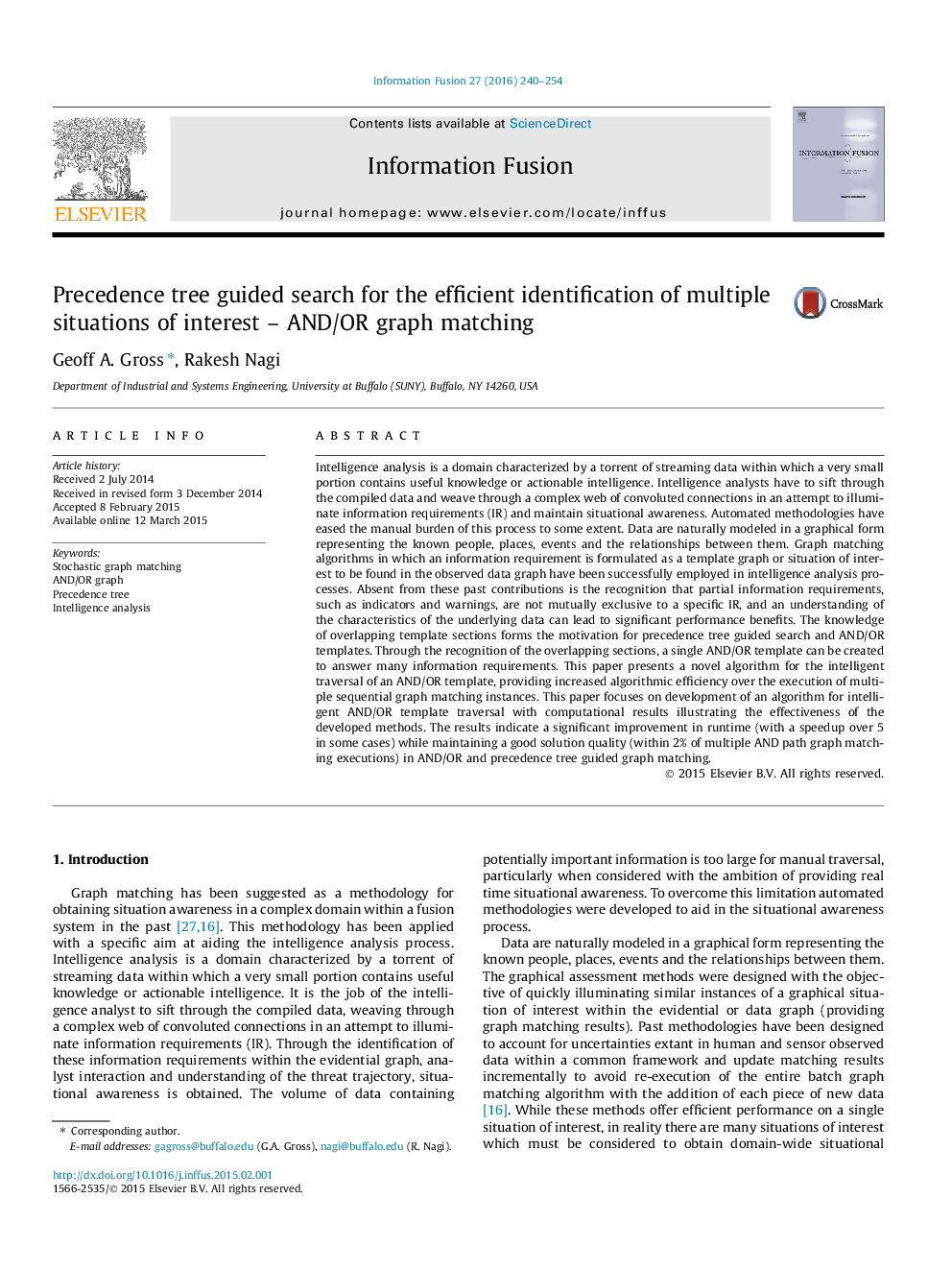 Precedence tree guided search for the efficient identification of multiple situations of interest – AND/OR graph matching