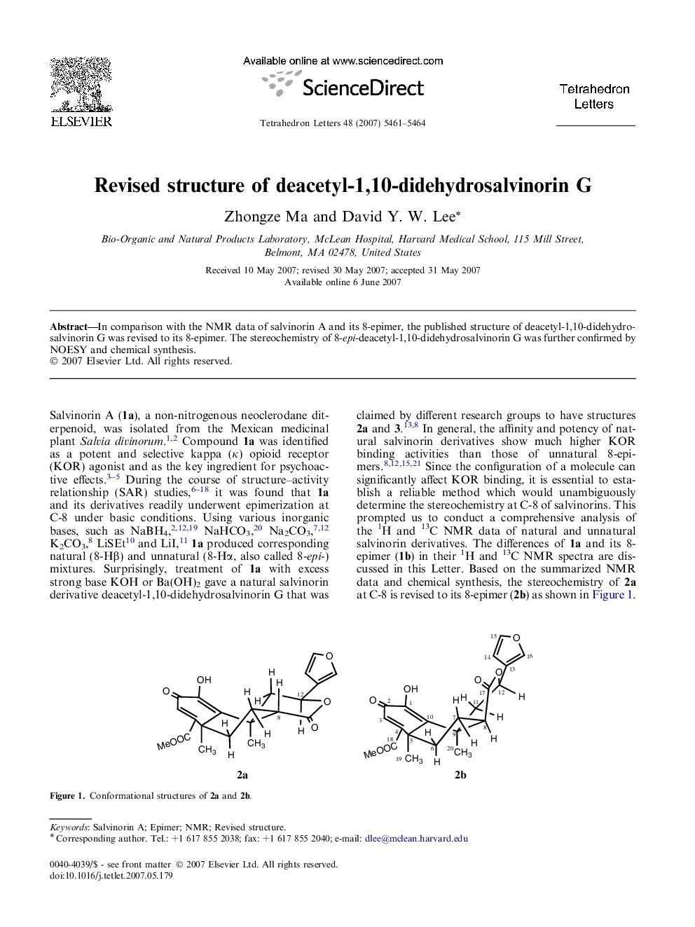 Revised structure of deacetyl-1,10-didehydrosalvinorin G