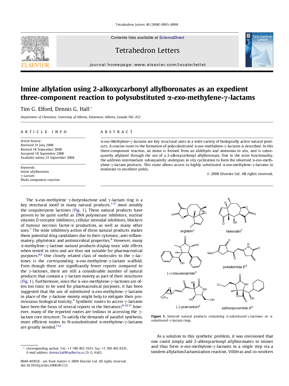 Imine allylation using 2-alkoxycarbonyl allylboronates as an expedient three-component reaction to polysubstituted Î±-exo-methylene-Î³-lactams