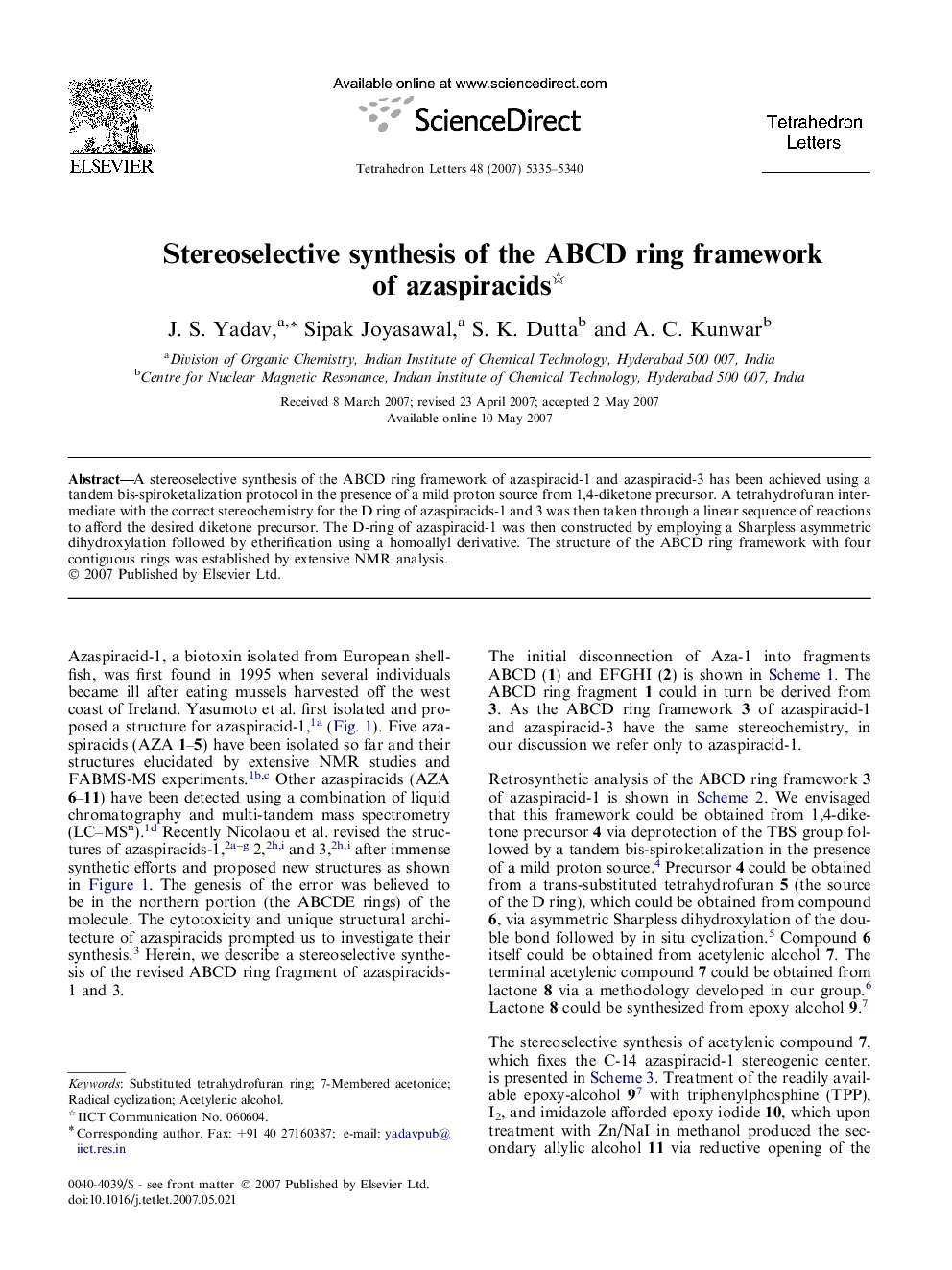 Stereoselective synthesis of the ABCD ring framework of azaspiracids