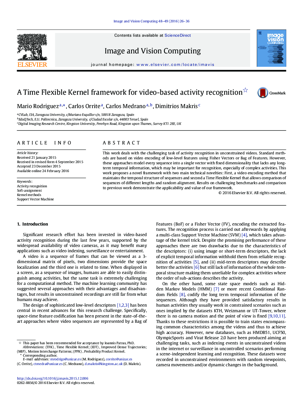 A Time Flexible Kernel framework for video-based activity recognition *