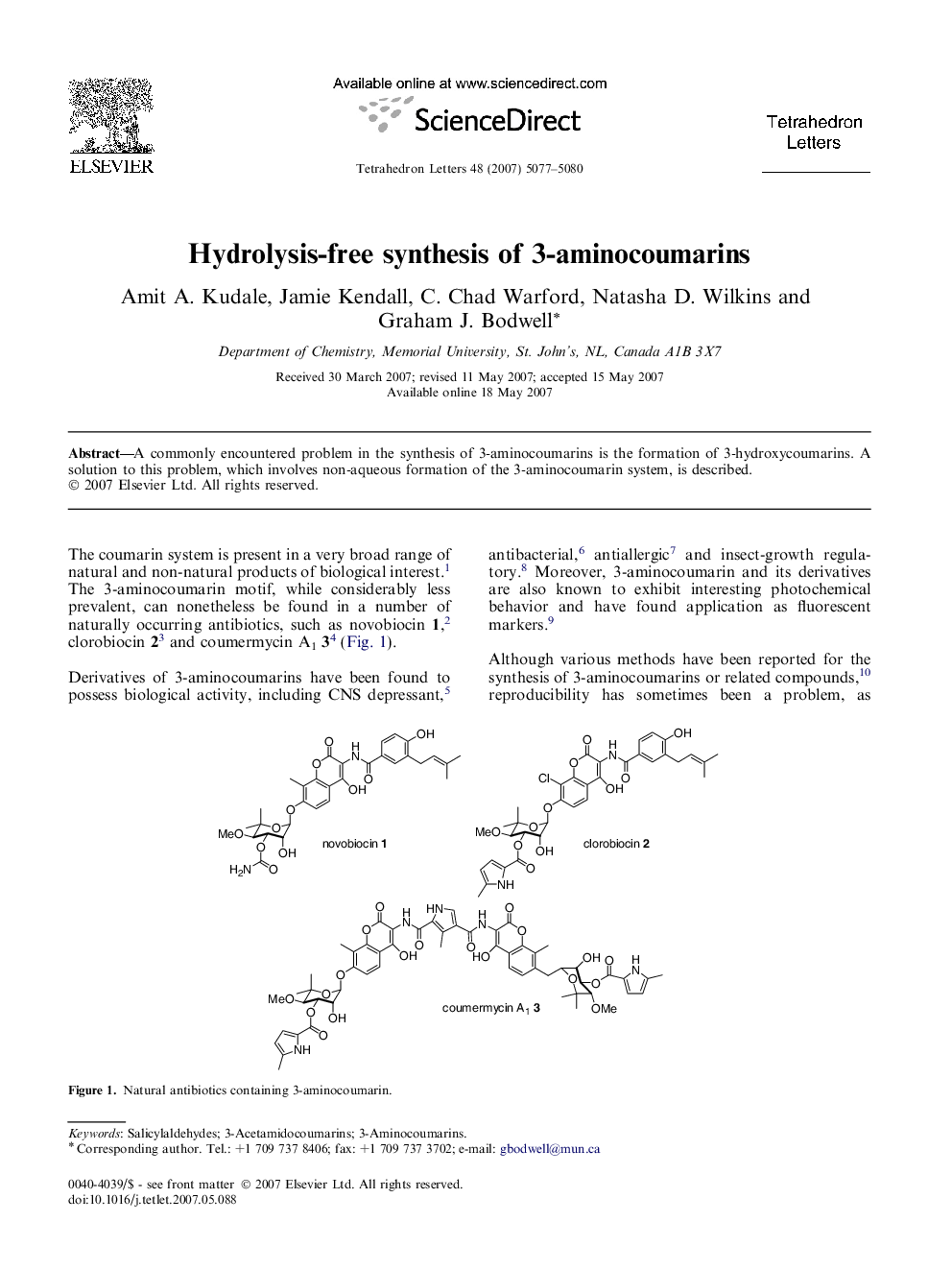 Hydrolysis-free synthesis of 3-aminocoumarins