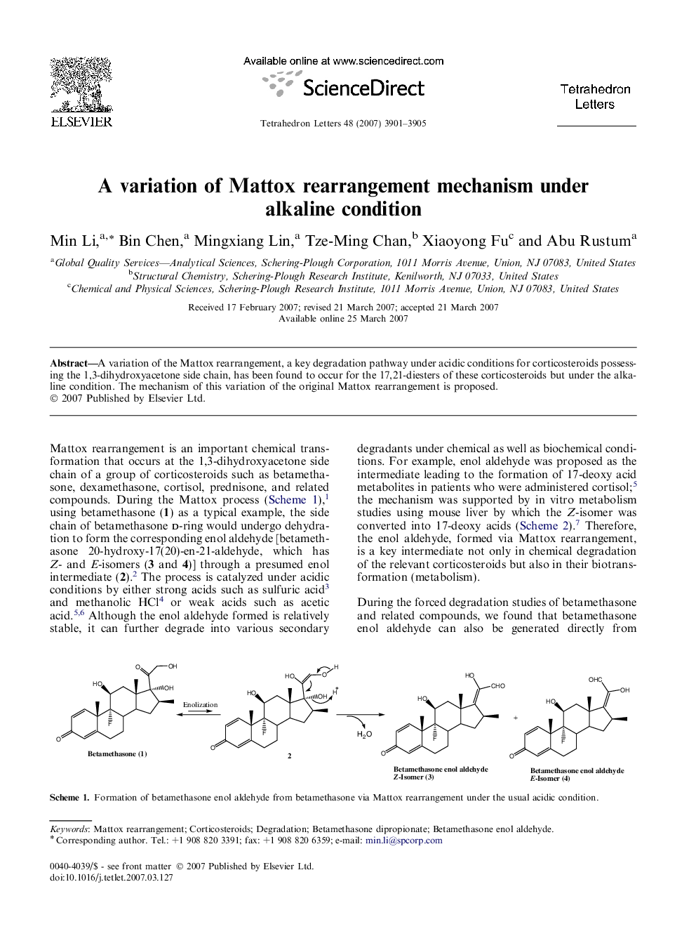 A variation of Mattox rearrangement mechanism under alkaline condition