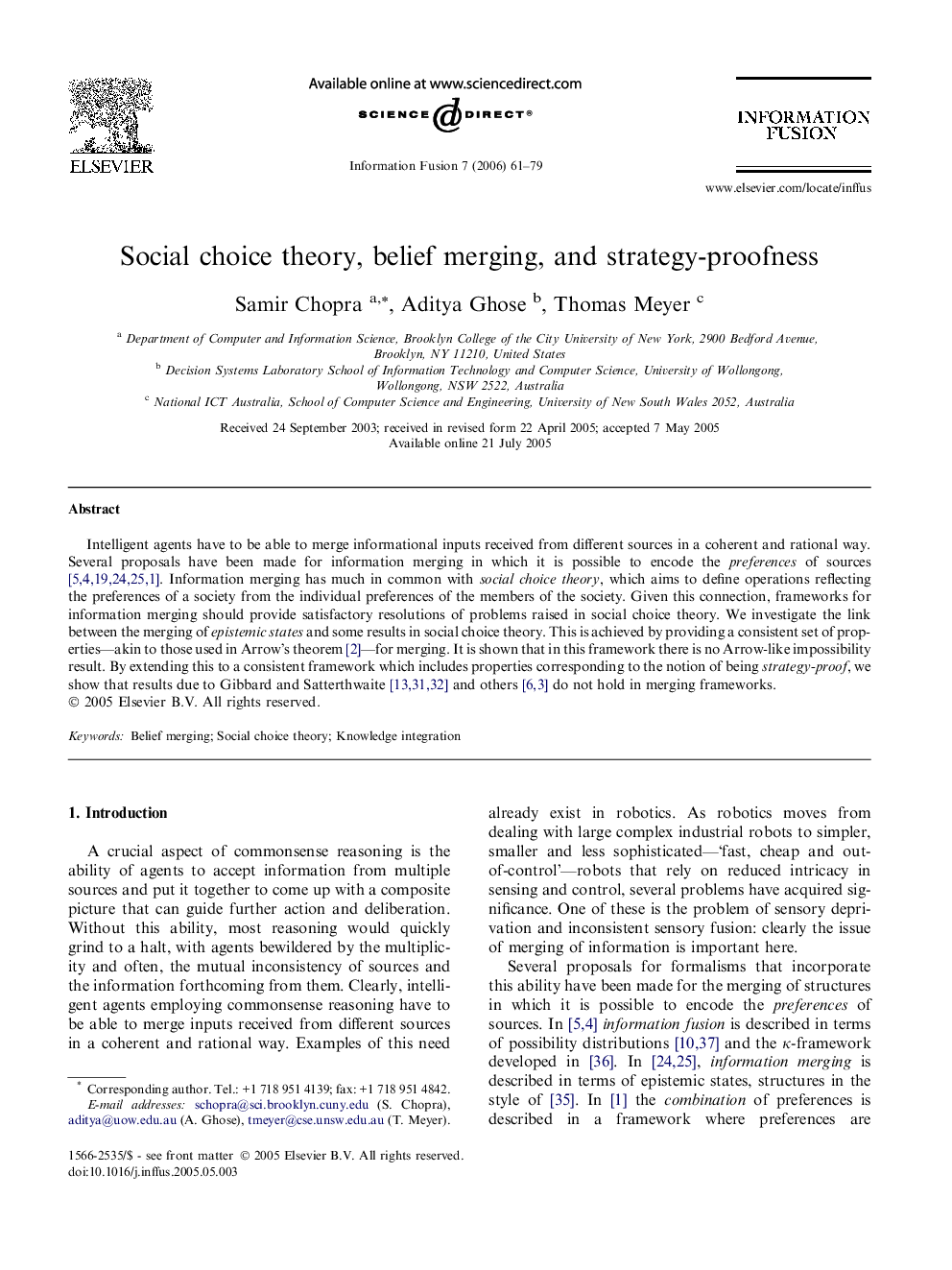 Social choice theory, belief merging, and strategy-proofness