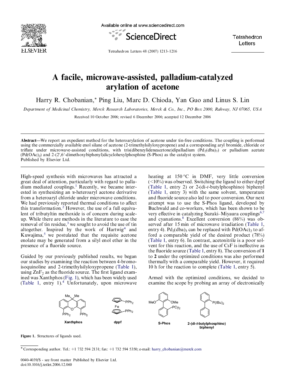 A facile, microwave-assisted, palladium-catalyzed arylation of acetone
