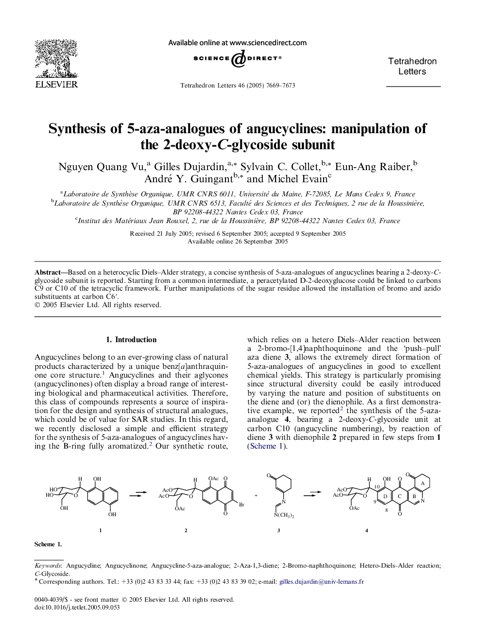 Synthesis of 5-aza-analogues of angucyclines: manipulation of the 2-deoxy-C-glycoside subunit