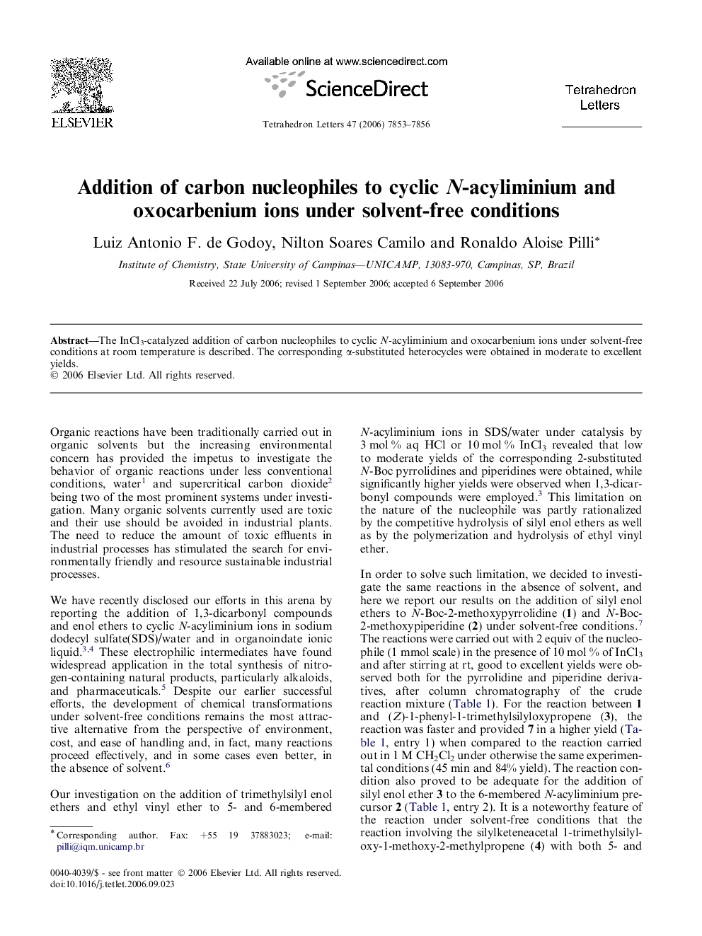 Addition of carbon nucleophiles to cyclic N-acyliminium and oxocarbenium ions under solvent-free conditions