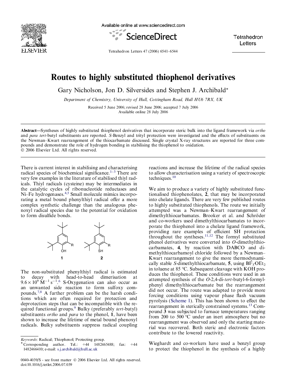 Routes to highly substituted thiophenol derivatives