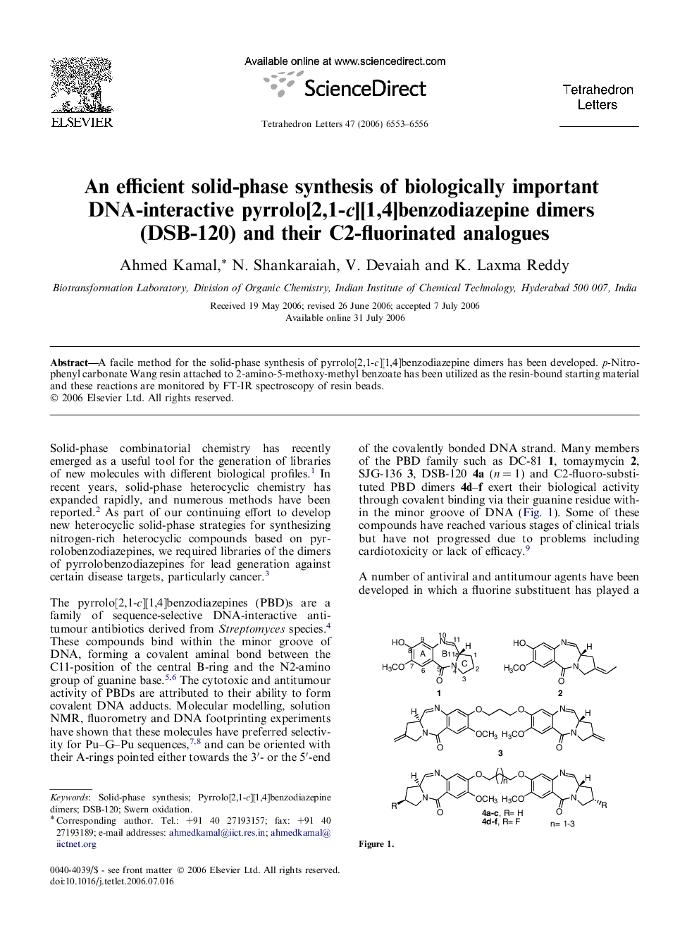 An efficient solid-phase synthesis of biologically important DNA-interactive pyrrolo[2,1-c][1,4]benzodiazepine dimers (DSB-120) and their C2-fluorinated analogues