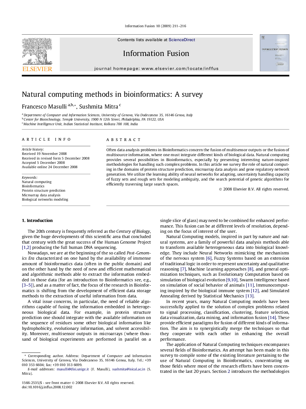 Natural computing methods in bioinformatics: A survey