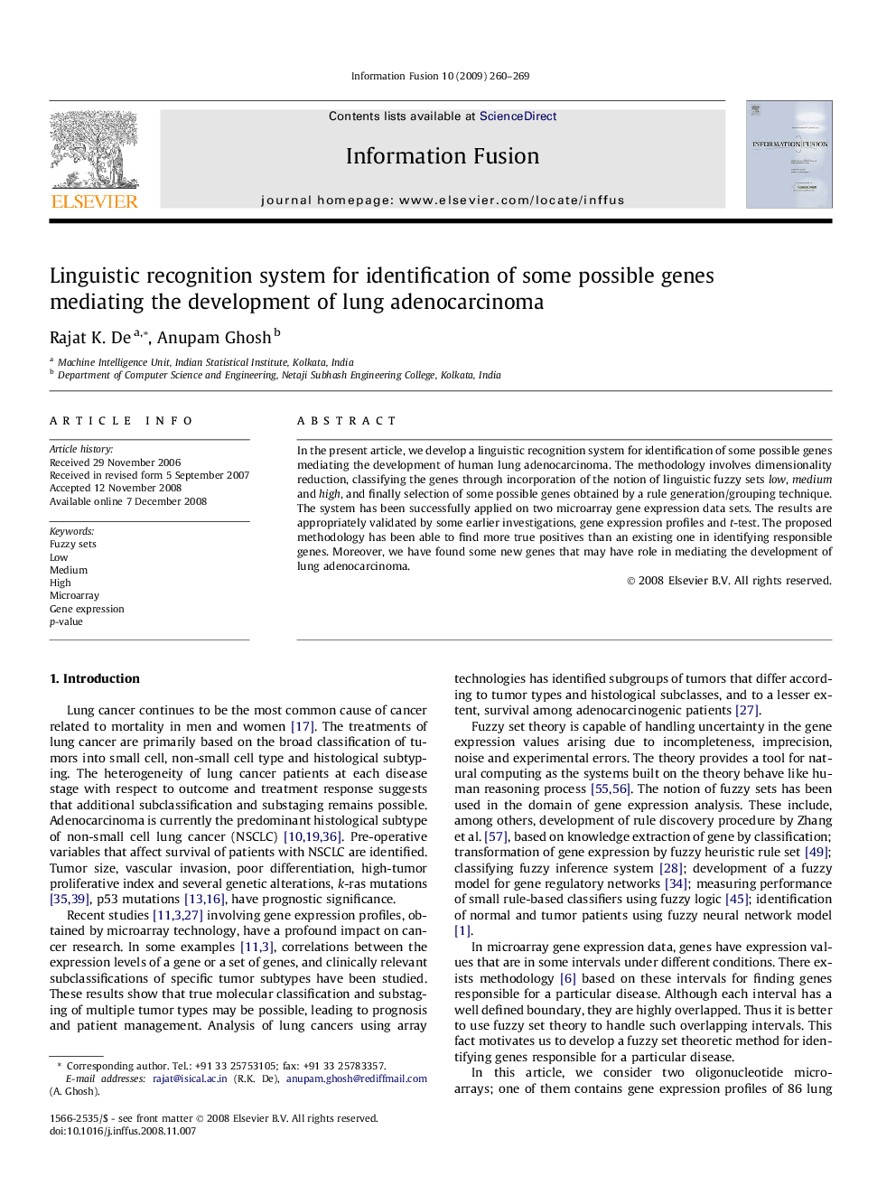 Linguistic recognition system for identification of some possible genes mediating the development of lung adenocarcinoma