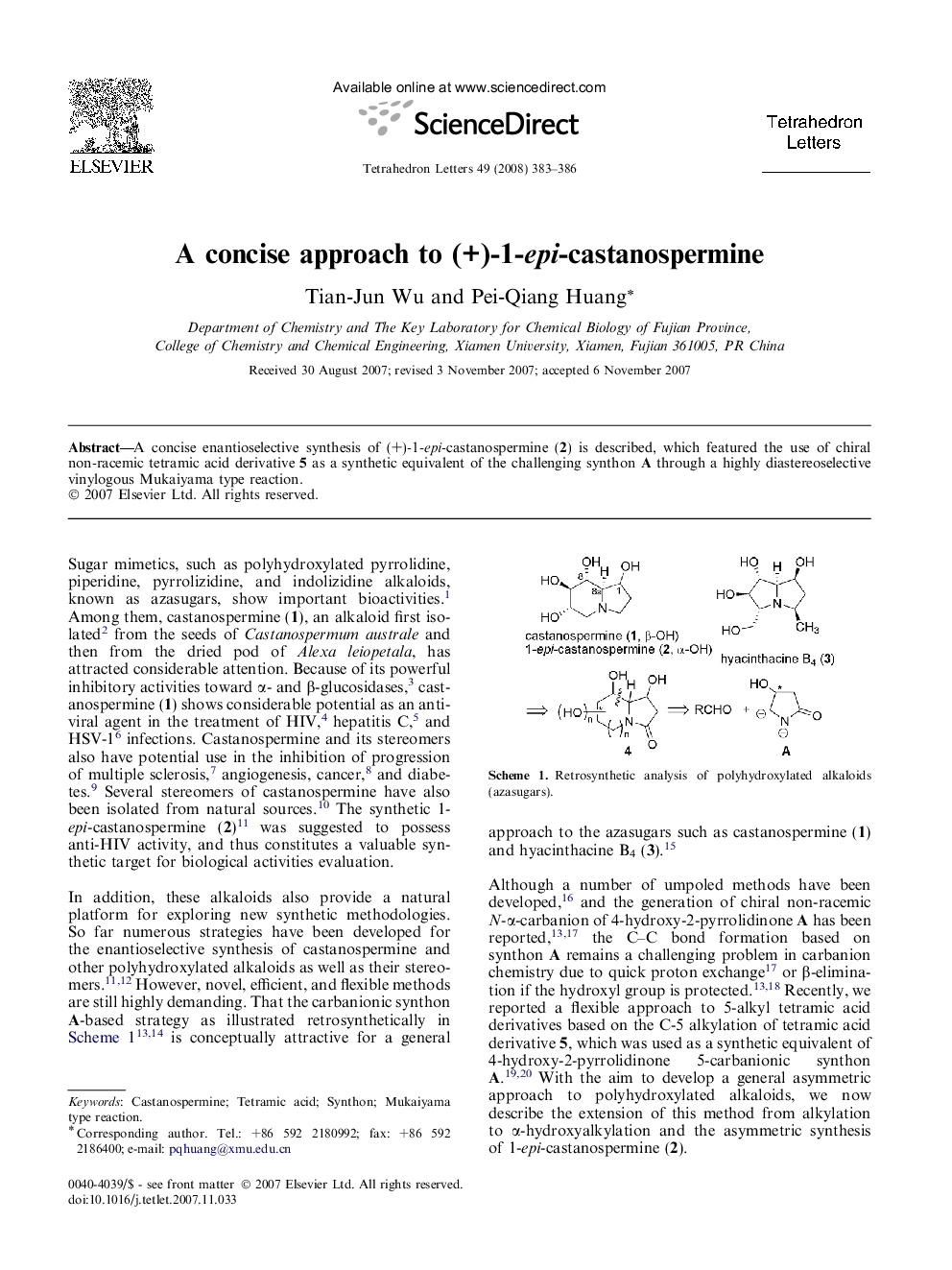 A concise approach to (+)-1-epi-castanospermine