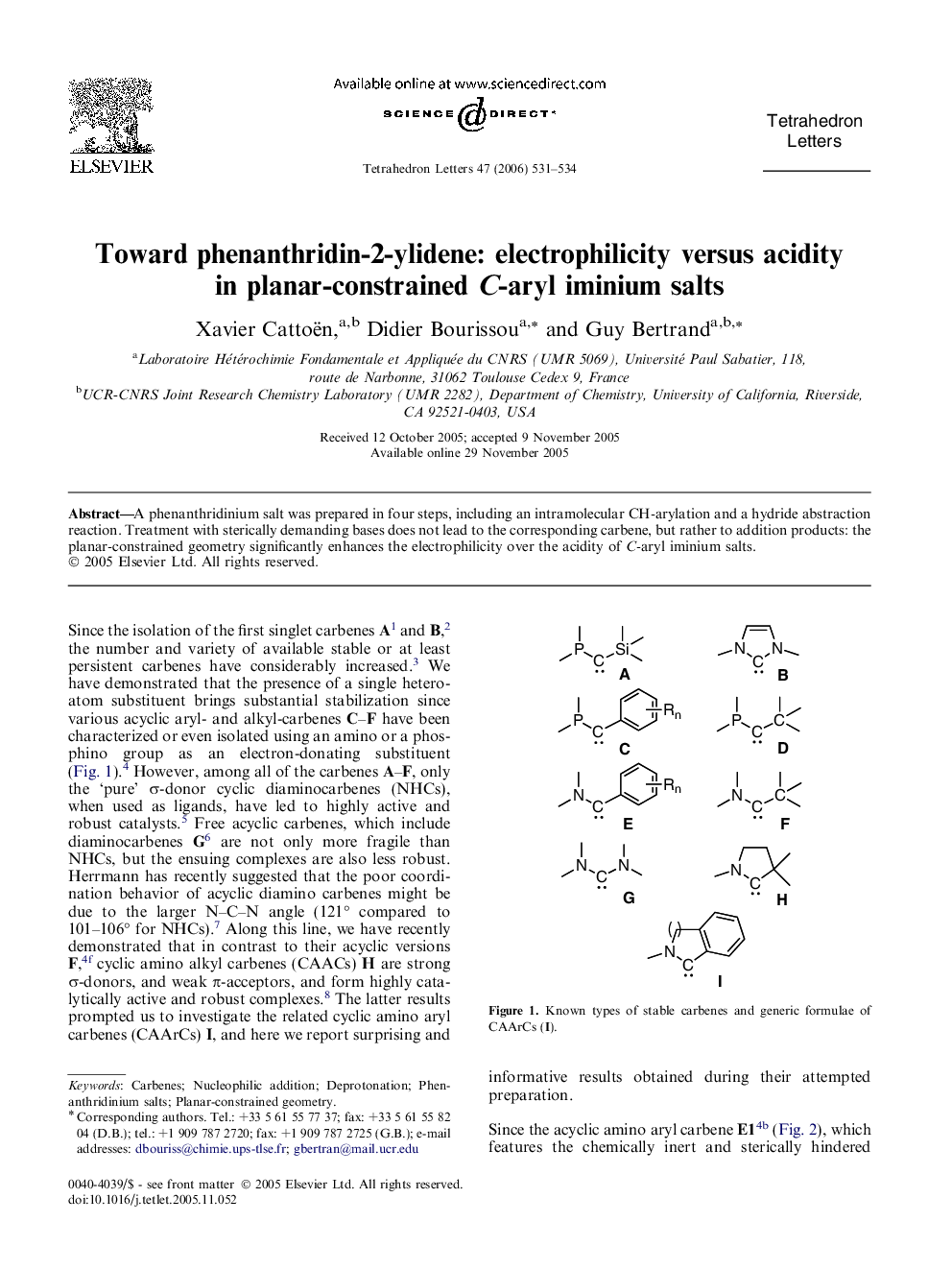 Toward phenanthridin-2-ylidene: electrophilicity versus acidity in planar-constrained C-aryl iminium salts