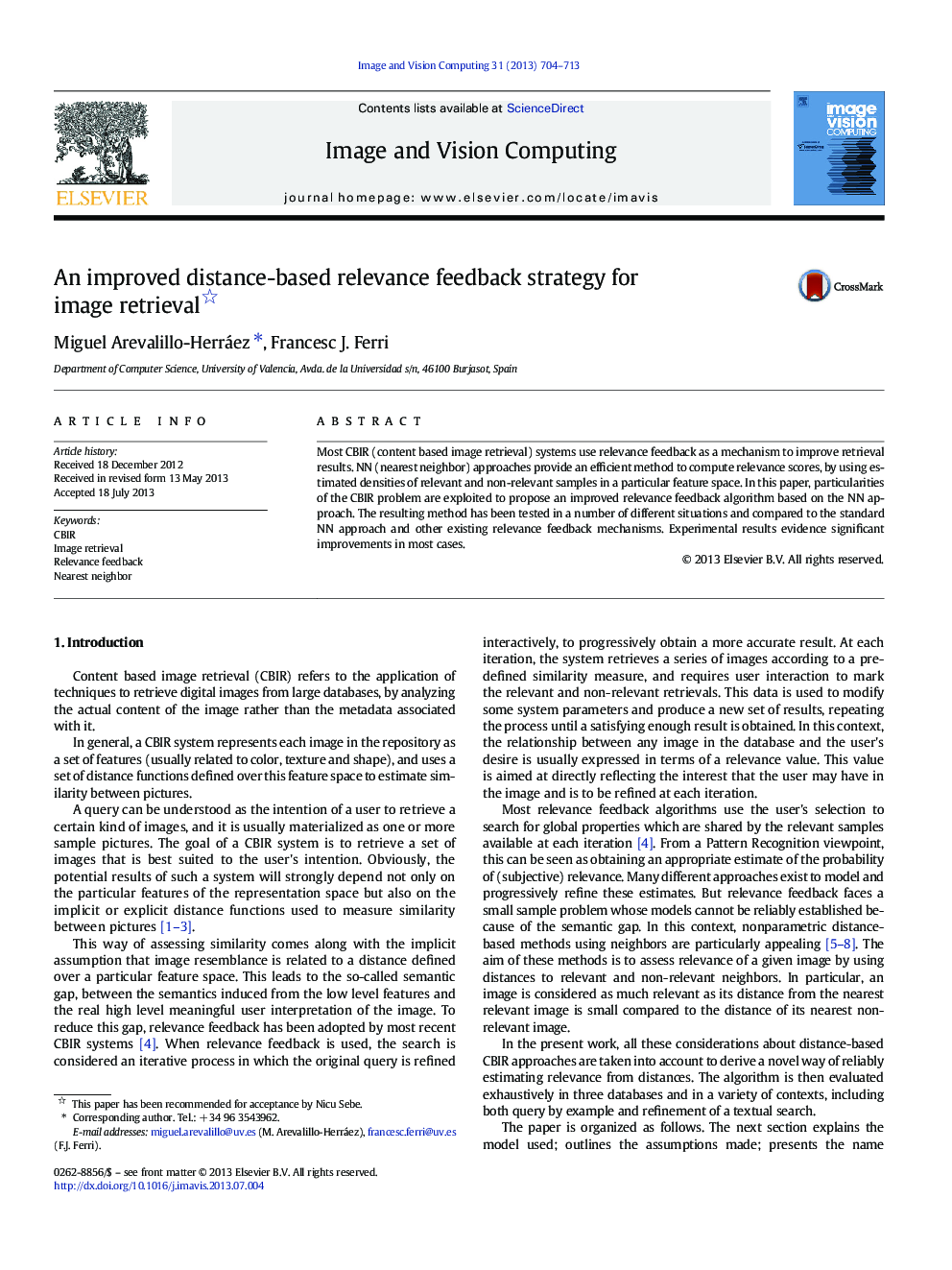 An improved distance-based relevance feedback strategy for image retrieval 