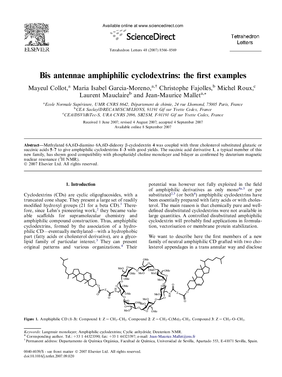 Bis antennae amphiphilic cyclodextrins: the first examples