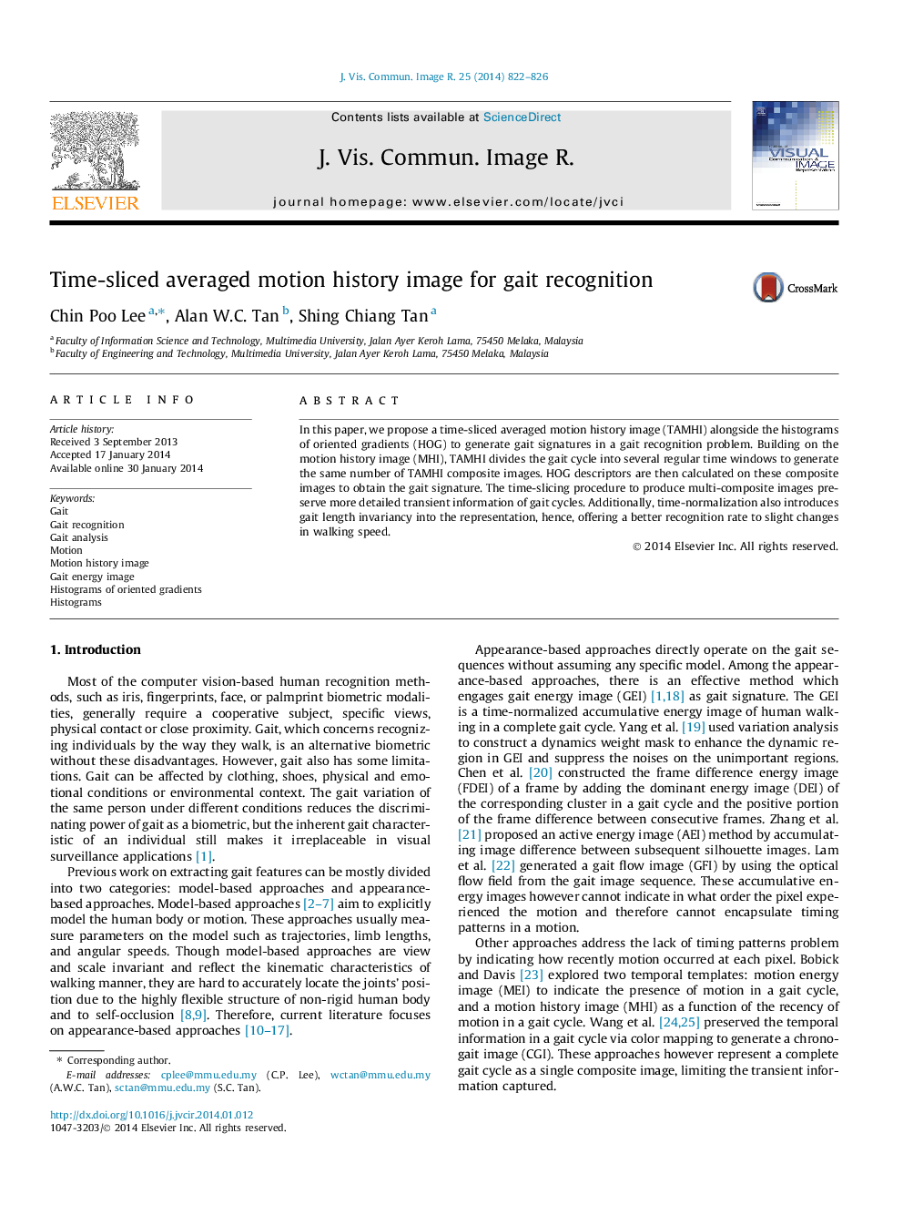 Time-sliced averaged motion history image for gait recognition