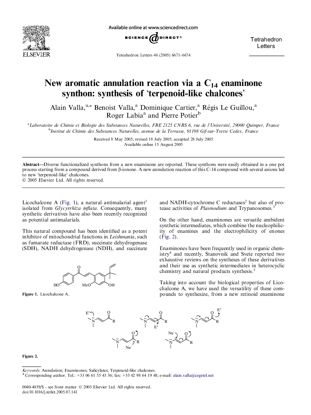 New aromatic annulation reaction via a C14 enaminone synthon: synthesis of 'terpenoid-like chalcones'