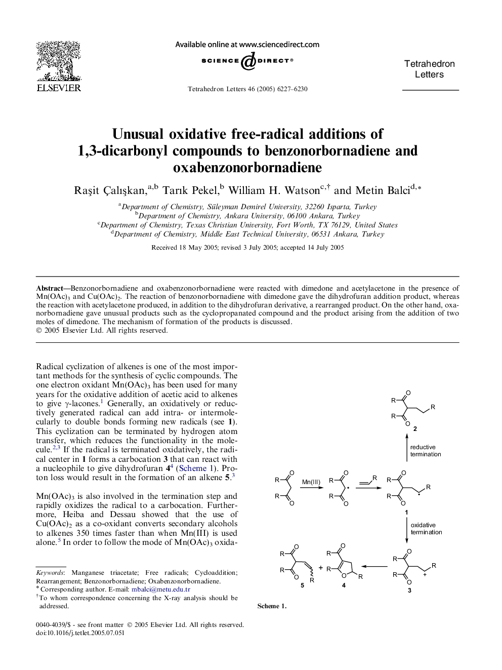 Unusual oxidative free-radical additions of 1,3-dicarbonyl compounds to benzonorbornadiene and oxabenzonorbornadiene