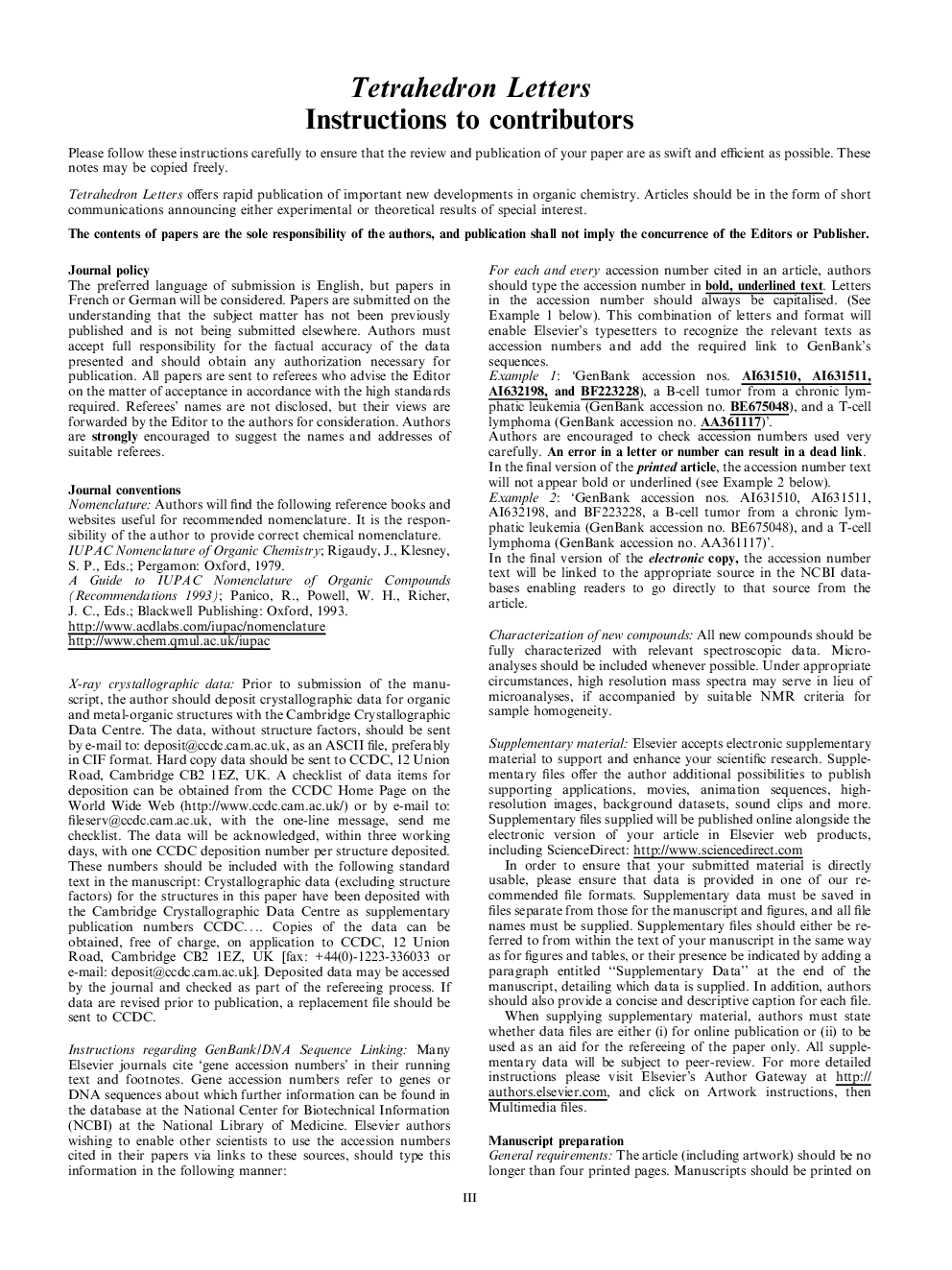 Instructions to contributors