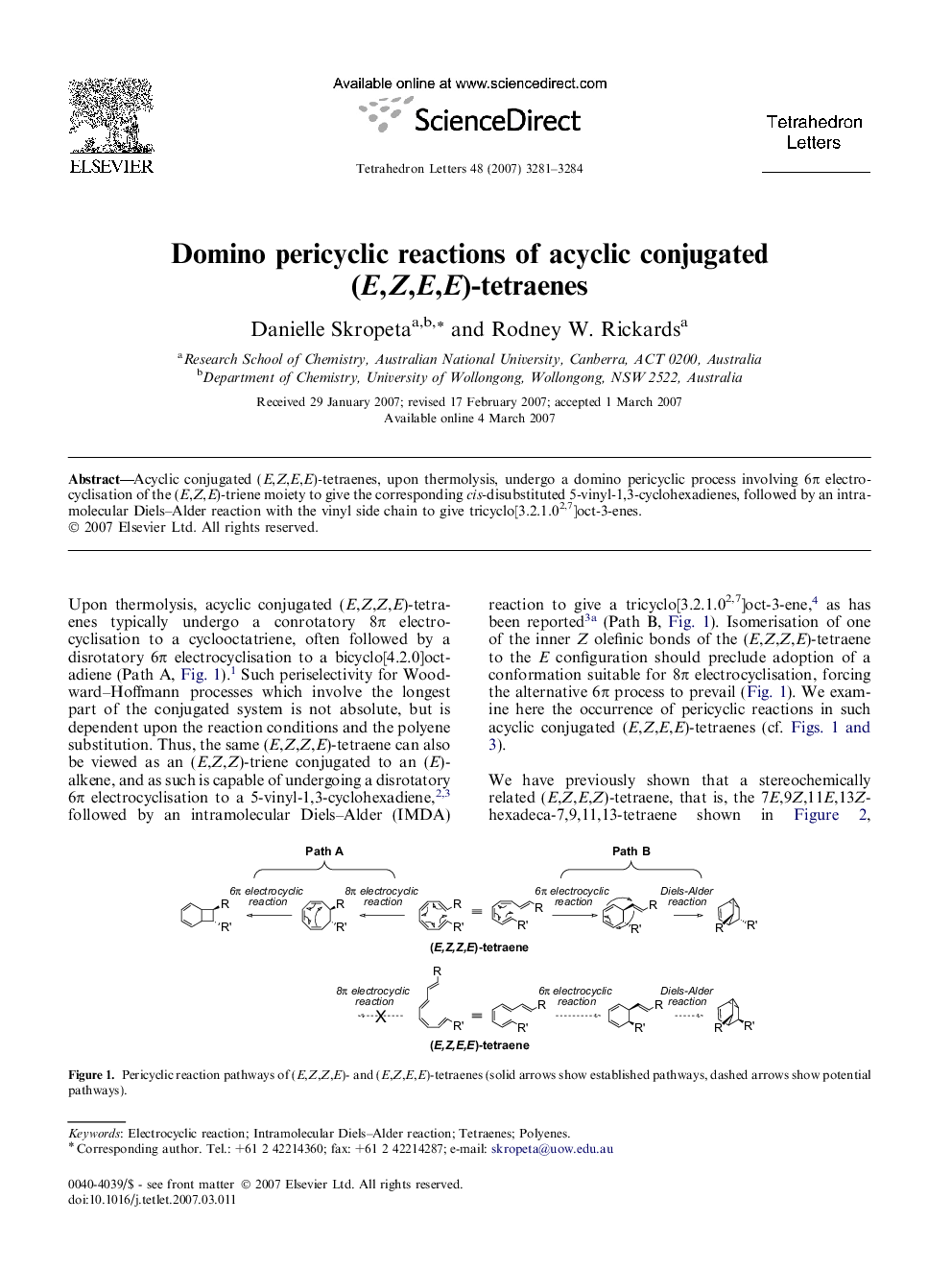 Domino pericyclic reactions of acyclic conjugated (E,Z,E,E)-tetraenes