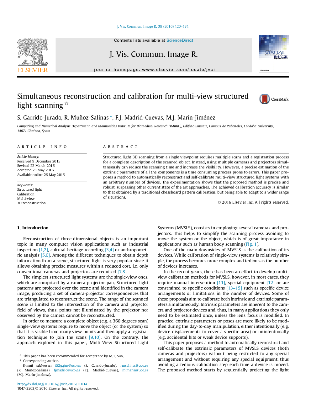 Simultaneous reconstruction and calibration for multi-view structured light scanning 