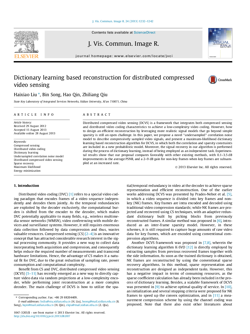 Dictionary learning based reconstruction for distributed compressed video sensing