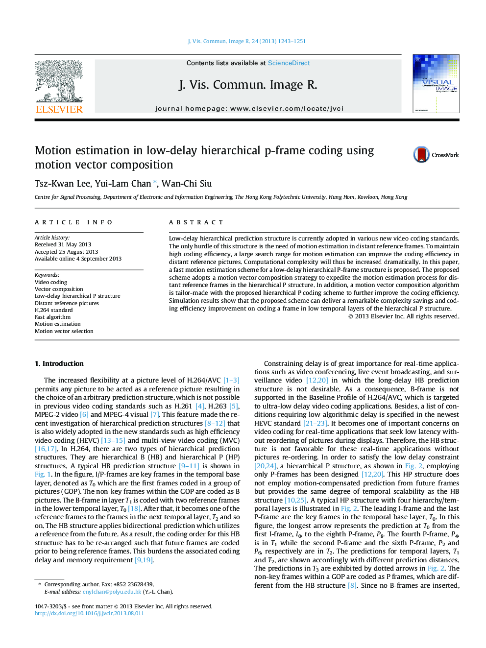 Motion estimation in low-delay hierarchical p-frame coding using motion vector composition