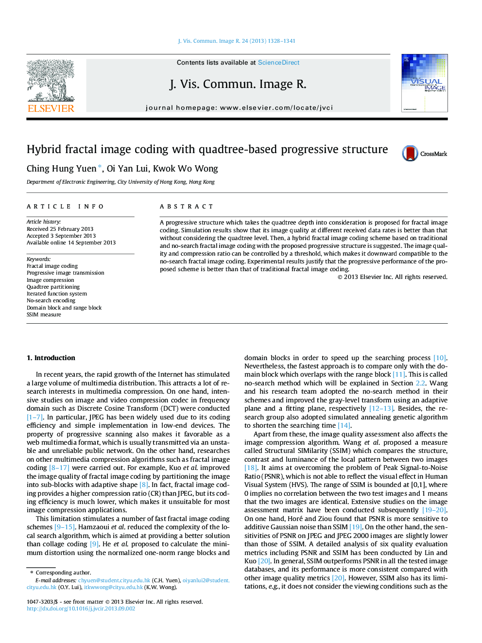 Hybrid fractal image coding with quadtree-based progressive structure