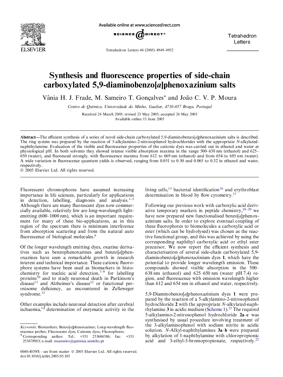 Synthesis and fluorescence properties of side-chain carboxylated 5,9-diaminobenzo[a]phenoxazinium salts