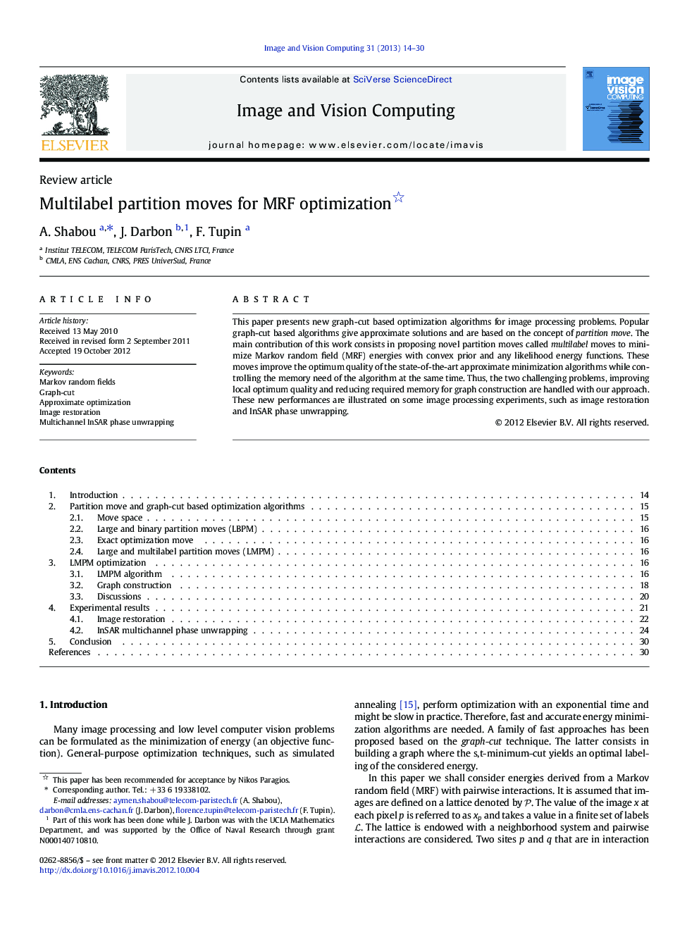 Multilabel partition moves for MRF optimization 