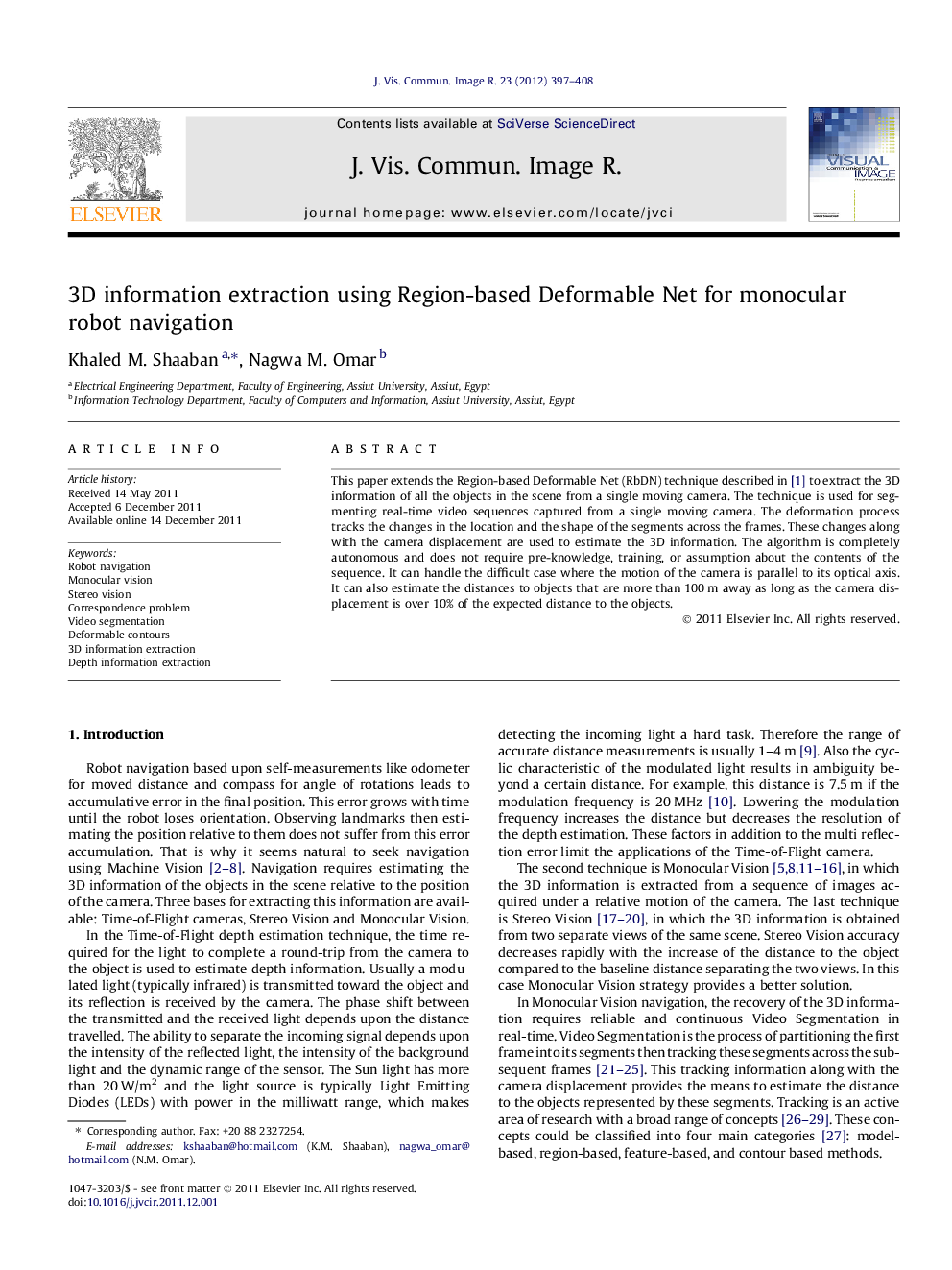 3D information extraction using Region-based Deformable Net for monocular robot navigation